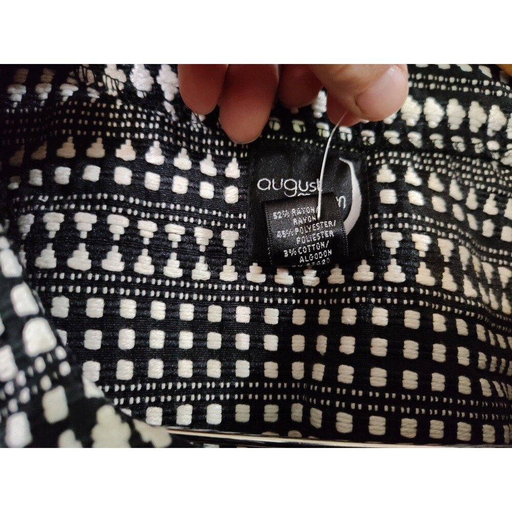 August Moon Women's Style-knit Open Front Jacket Size Med Black White - Picture 5 of 5